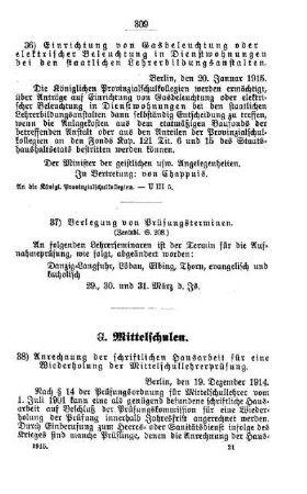 Anrechnung der schriftlichen Hausarbeit für eine Wiederholung der Mittelschullehrerprüfung : [G. Mittelschulen]