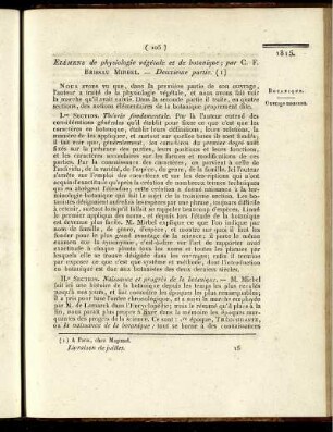 Elémens de physiologie végétale et de botanique; par C. F. Brissau Mirbel. - Deuxieme partie. (1)