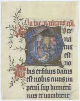 Initiale P: Geburt Christi (verso Textfragment)