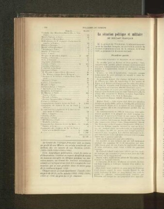 La situation politique et militaire.