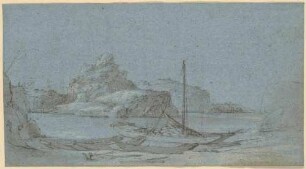 Flusslandschaft mit Schiffen