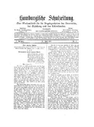 Vor vierzig Jahren : Schulmeisterbriefe einer holsteinischen Dorflehrers ; dreizehnter (und letzter) Brief