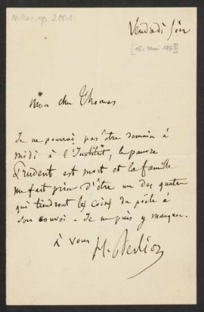 Brief an Ambroise Thomas : 15.05.1863