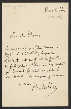 Brief an Ambroise Thomas : 15.05.1863