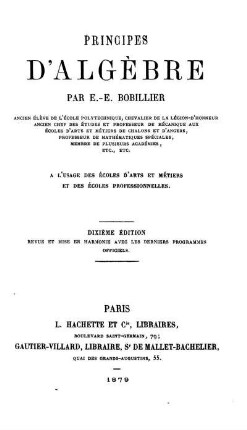 Principes d'algèbre