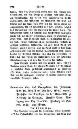 224-226 "Commentar über das Evangelium des Johannes" von Adalbert Maier