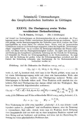 XXXVII. Die Überlagerung zweier Wellen verschiedener Herkunftsrichtung
