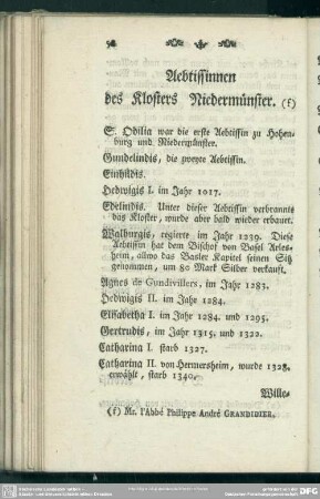 Aebtissinnen des Klosters Niedermünster