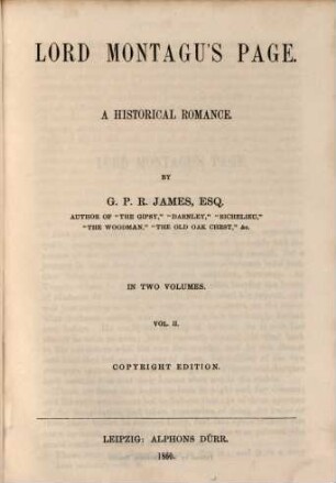 Lord montagu's page : A historical Romànce, 2
