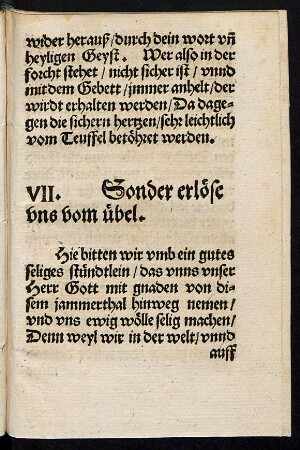 VII. Sonder erlöse uns vom übel.