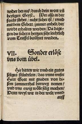 VII. Sonder erlöse uns vom übel.
