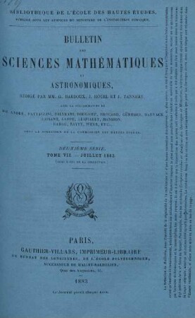 Tome VII. - Juillet 1883.