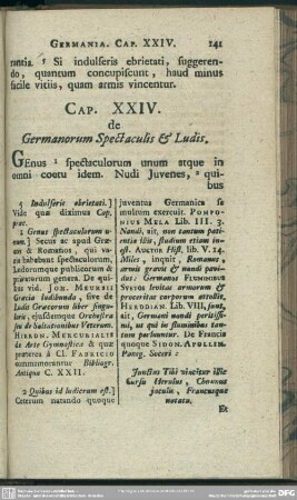 Cap. XXIV. de Germanorum Spectaculis & Ludis