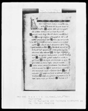 Psalter aus Werden — Initiale L (AUDATE), darin Jüngling, Folio 89recto