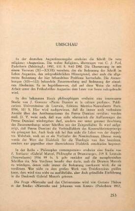 253-254 [Rezension] Thibon, Gustave, Nietzsche und der Heilige Johannes vom Kreuz