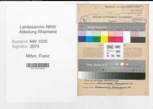 Entnazifizierung Franz Mihm , geb. 18.05.1904 (Baufuehrer)