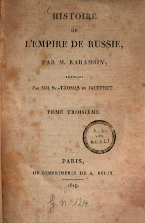 Histoire de l'empire de Russie, 3 (1819)
