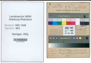 Entnazifizierung Willy Gentgen , geb. 10.11.1904 (Saenger)