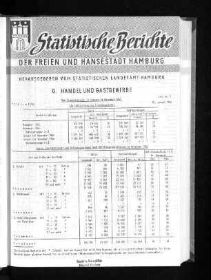 Der Fremdenverkehr in Hamburg im November 1965 : Lfd. Nr. 9