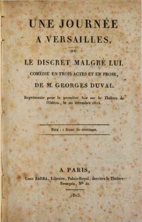 Une journée à Versailles, ou le discret malgré lui