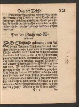 Von der Beicht und Absolution.