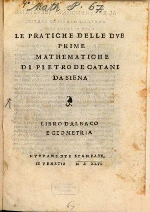 Le Pratiche Delle Dve Prime Mathematiche : Libro D'Albaco E Geometria