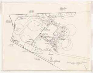 Garten am Wochenendhaus Theis, Berlin-Wannsee: Lageplan mit Pflanzplan 1:100