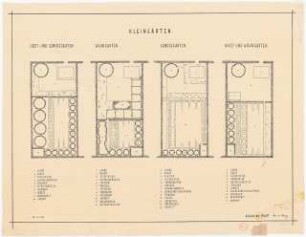 Kleingärten: Grundrisse 1:100