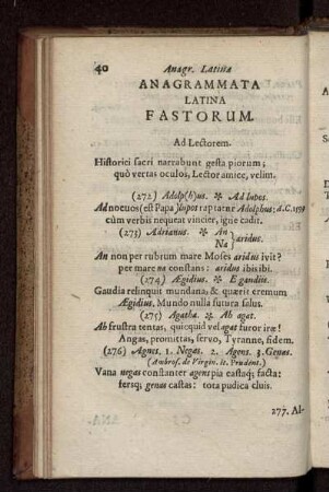 Anagrammata Latina Fastorum
