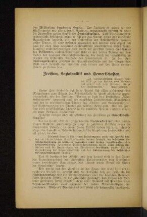 Freisinn, Sozialpolitik und Gewerkschaften.
