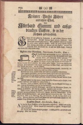 Kräuter-Buchs Achter und letzter Theil. Von Allerhand Gummi und außgedruckten Säfften, so in der Artzney gebräuchlich