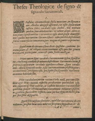 Theses Theologicae de signo & signaculo Sacramentali.