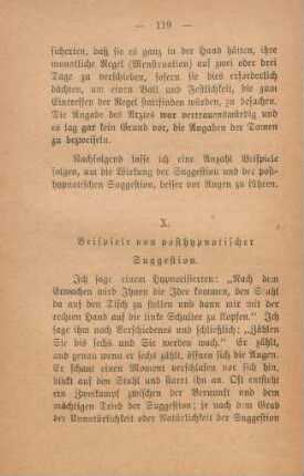 X. Beispiele von posthypnotischer Suggestion
