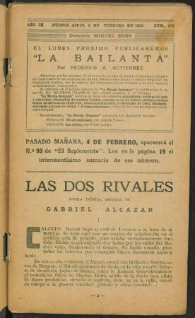 1925009377: Las dos rivales : novela inédita