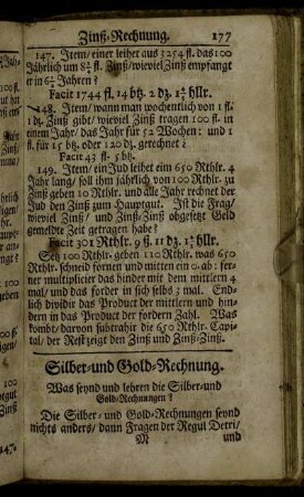Silber- und Gold-Rechnung
