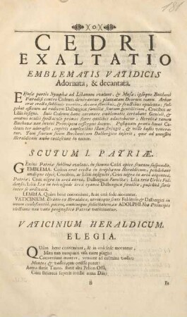 Scutum I. Patriæ.