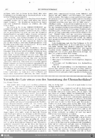 Versteht der Laie etwas von der Ausstattung der Uhrmacherläden?