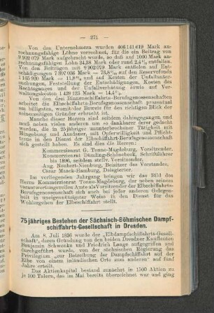 75 jähriges Bestehen der Sächsisch-Böhmischen Dampf-schiffahrts-Gesellschaft in Dresden.