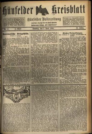 Zweite Ausgabe vom Samstag, den 05. April 1930.