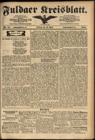 Zweite Ausgabe vom Freitag, den 29. April 1904.