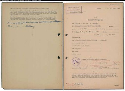 Entnazifizierung Wilhelm Keimer , geb. 08.01.1885 (Betriebsleiter)