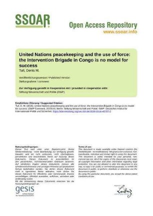 United Nations peacekeeping and the use of force: the Intervention Brigade in Congo is no model for success