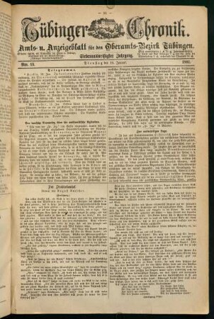 18. Januar (Nro. 13) - 23. Januar (Nro. 18)