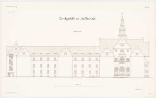 und Gefängnis, Halberstadt Landgericht: Aufriss Hofansicht 1:100