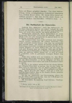 Die Haltbarkeit der Entwickler