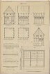 Hentrup (Kreis Beckum): Hof Schulte Hollenhorst. - Speicher (Grundrisse, Südansicht, Westansicht, Schnitte). - Speicherfenster (Ansicht, Schnitt). - Stockwerkvorkragung des Speiches (Details)