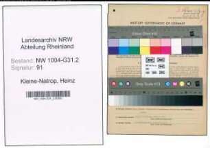 Entnazifizierung Heinz Kleine-Natrop , geb. 04.02.1913 (Gastwirt)