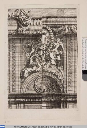 Geteilte Wanddekoration mit zwei weiblichen Figuren