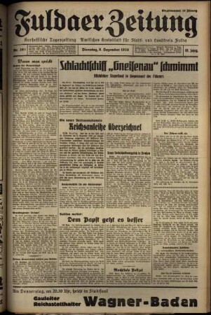 Erste Ausgabe vom Dienstag, den 08. Dezember 1936.