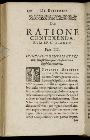 Pars III. Iudicialis generis Et Primo Accusatorias, seu Expostulatorias Epistolas continens